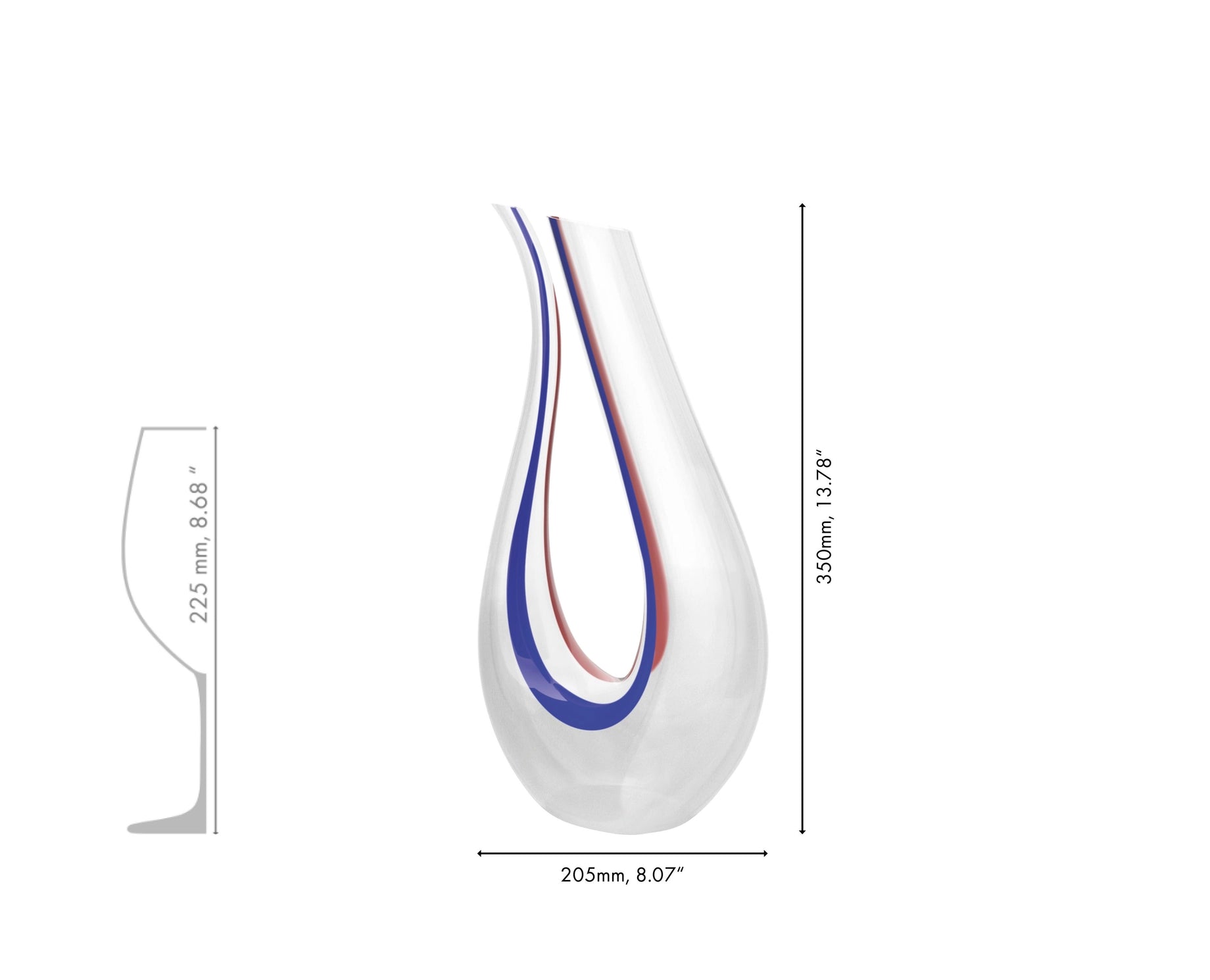 RIEDEL Amadeo Décanteur Soufflé à la Bouche – Édition Triple Bande Bleu, Blanc & Rouge