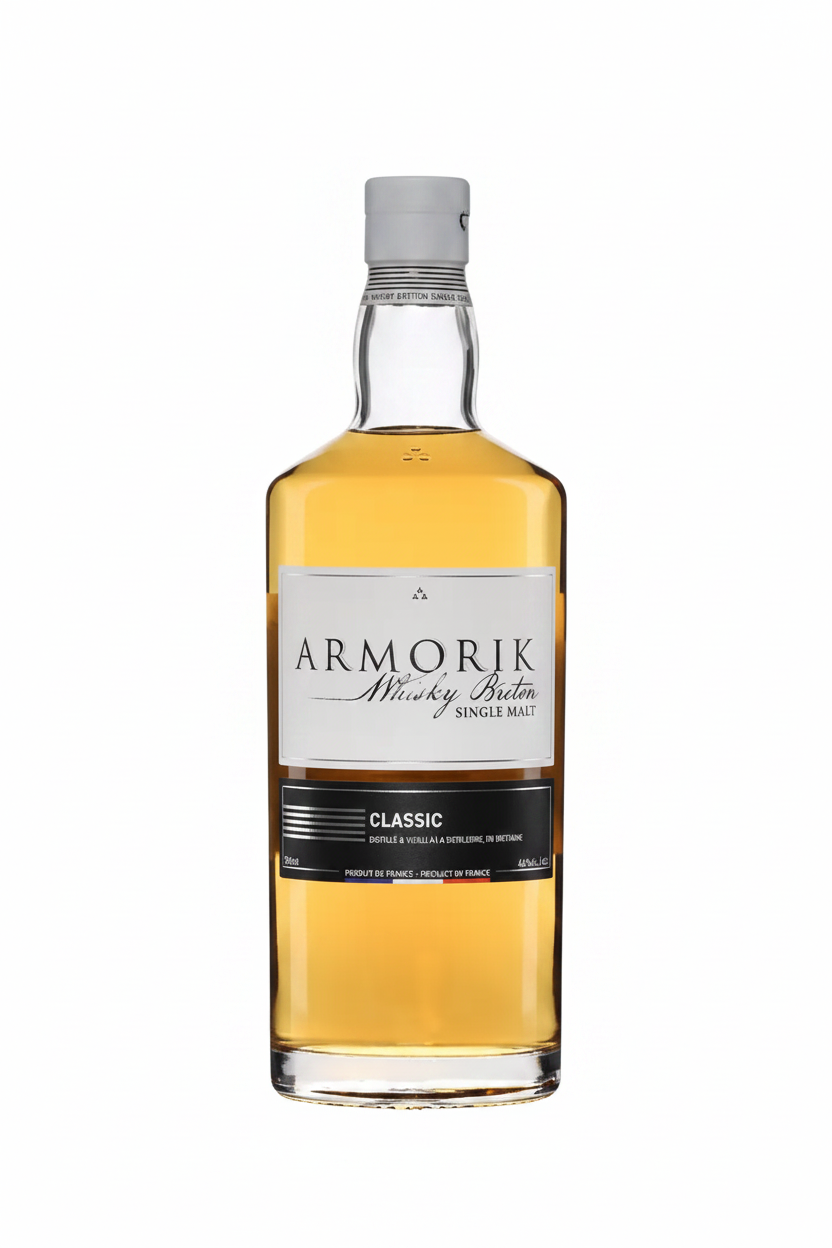 Armorik Classic Whisky Breton Single Malt – visuel généré fond blanc